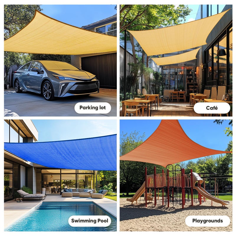 Quictent 185G HDPE Square 24x24FT Sun Shade Sail Canopy 98% UV Block Top Outdoor Cover Patio Garden with Hardware Kit (Brown) - Image 3